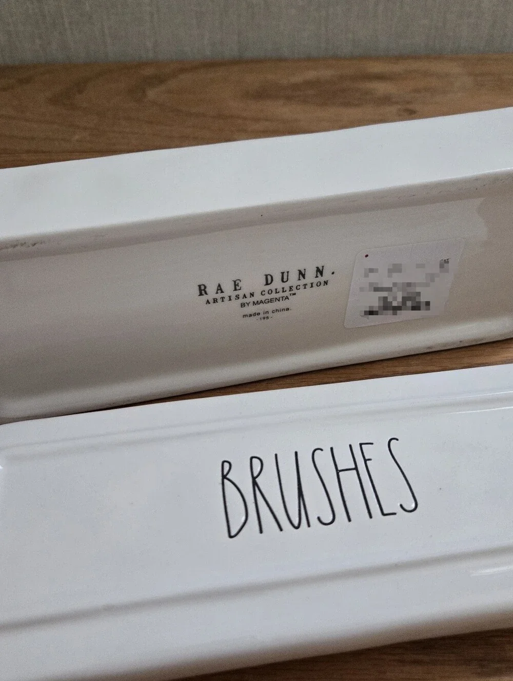 Rae Dunn Ceramic 'Brushes' Storage Box - White - Picture 3 of 3